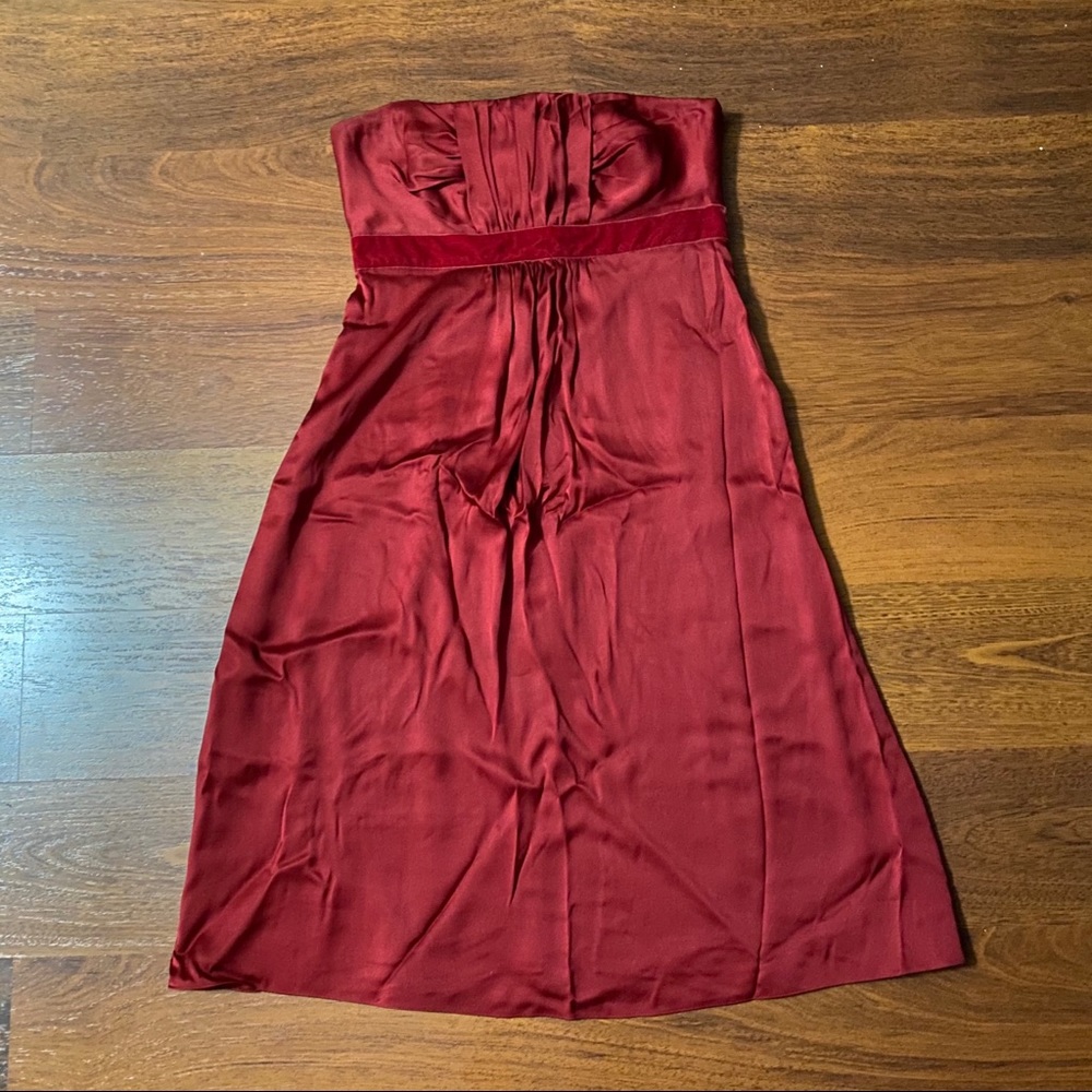 Banana Republic Red Strapless Midi Dress